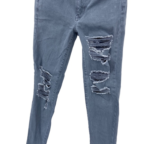 AMERICAN EAGLE Jeans Stretch Hi Rise Jegging Distressed Denim Gray - Picture 5 of 8